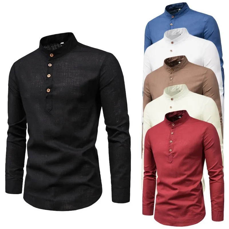 Camicia Uomo Tomwell In Lino E Cotone – Maniche Lunghe, Colletto Rialzato, Tinta Unita, Marina Militare - 2