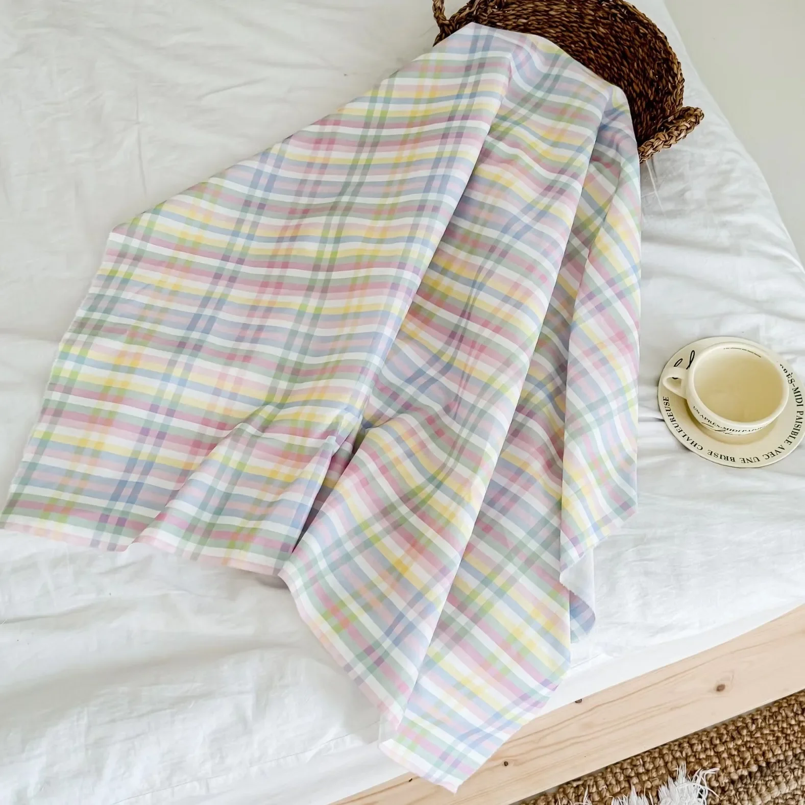 Colorful Plaid Pure Cotton Printed Fabric Handmade DIY Dress Home Clothes Children's Clothing Material Soft Comfortable Fabric