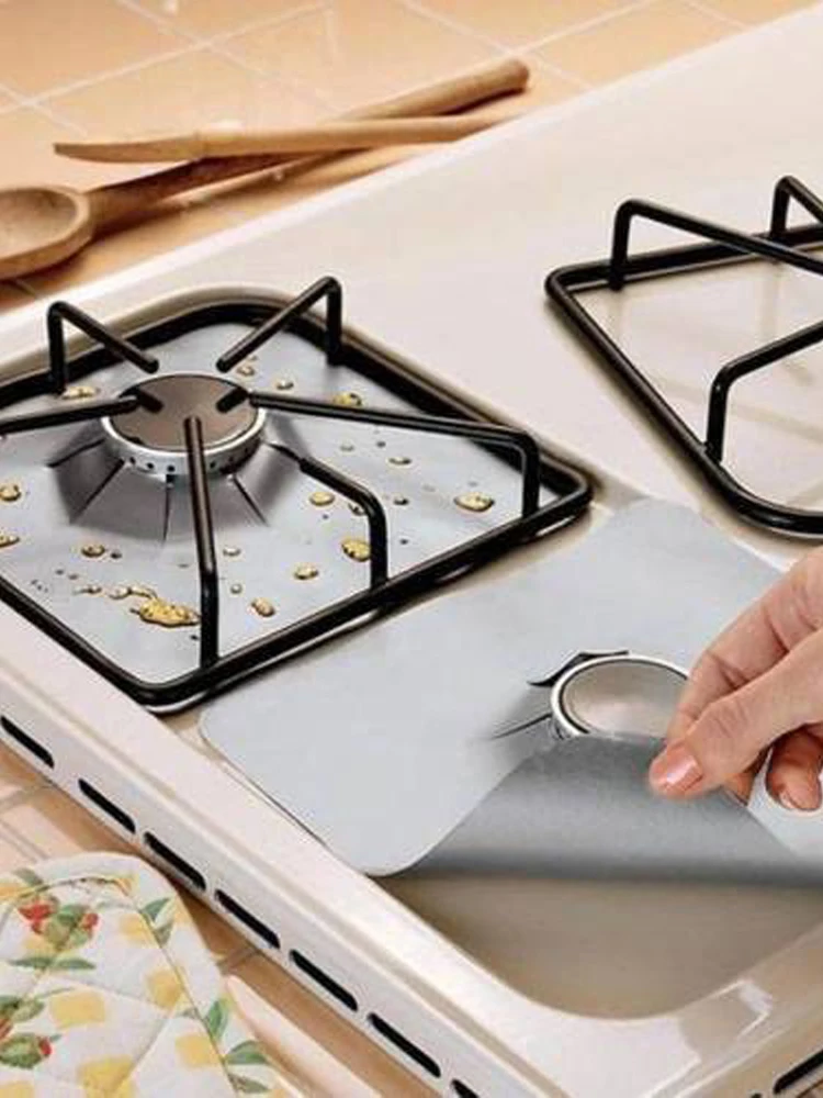 Reusable Foil Gas Hob Range Stovetop Burner Protector Liner Cover for Cleaning Kitchen Tools 4 Pcs High Quality Gas Stove