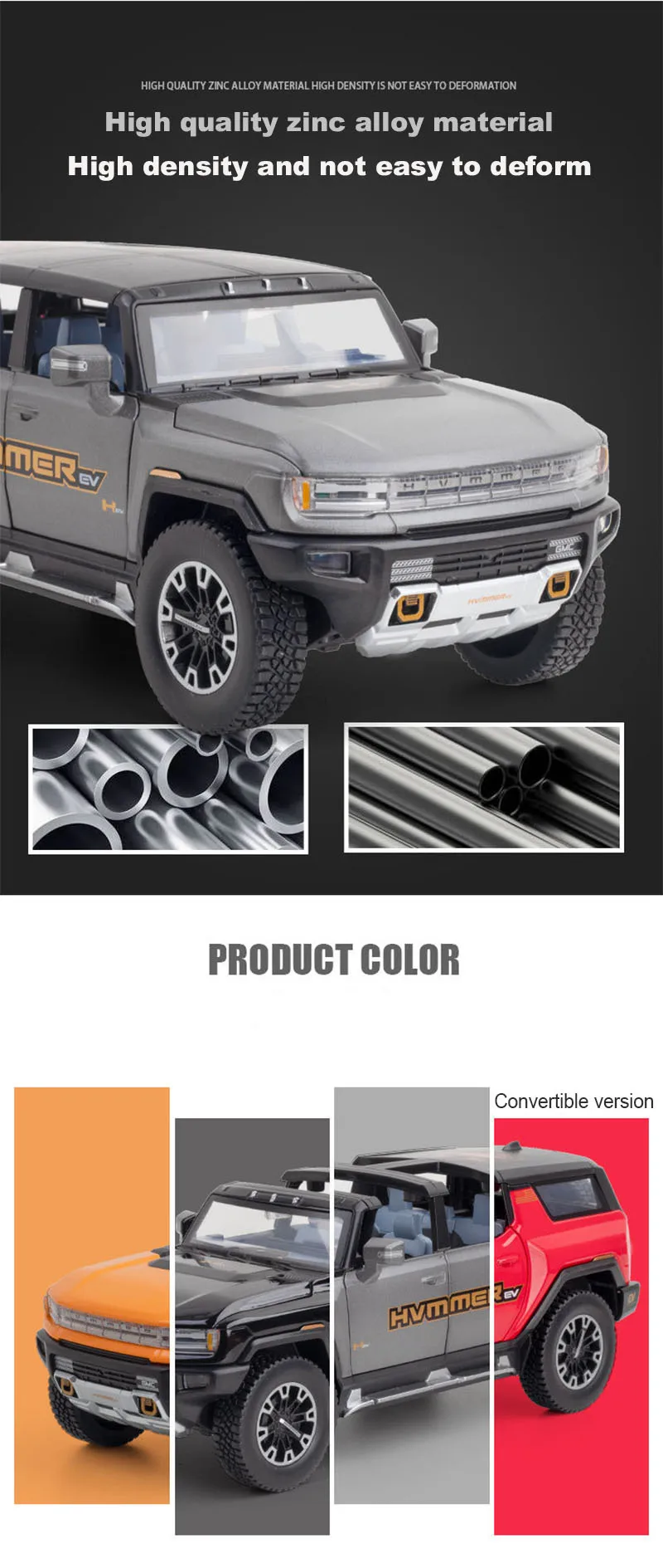 1:32 Gmc Hummer Ev Suv Alloy Car Model Diecasts Metal Off-Road Vehicles Sound Light Open And Closed Canopy Toy Model Kids Gift