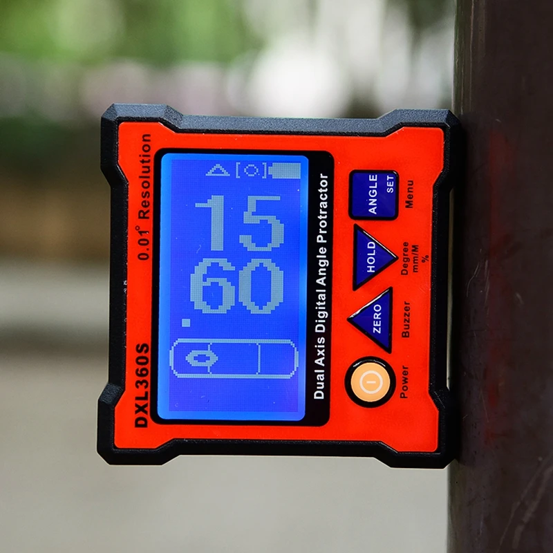 디지털 이중 축 각도기 경사계 해상도 0.01 레벨 측정 박스, 각도 눈금자 고도 계량기 + 5 면 마그네틱 베이스