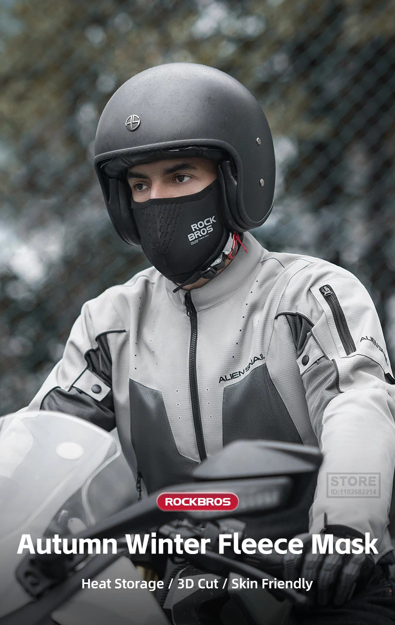 Achetez Rockbros YPP042 2 Dans 1 Écharpe à Tête de Tête Doublée de Mollet  de Moeste + Masque de Face Cagoule Avec Filtre Pour le Cycle de Moto D'hiver  de Chine