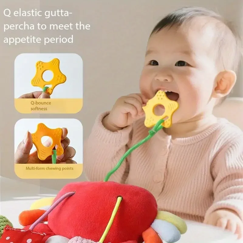 Giocattoli per neonati: Giocattolo a forma di granchio, ciondolo musicale con sonaglio e massaggiagengive, con cordino, da appendere a culla, passeggino e lettino, regalo sicuro da mordicchiare - immagine 5