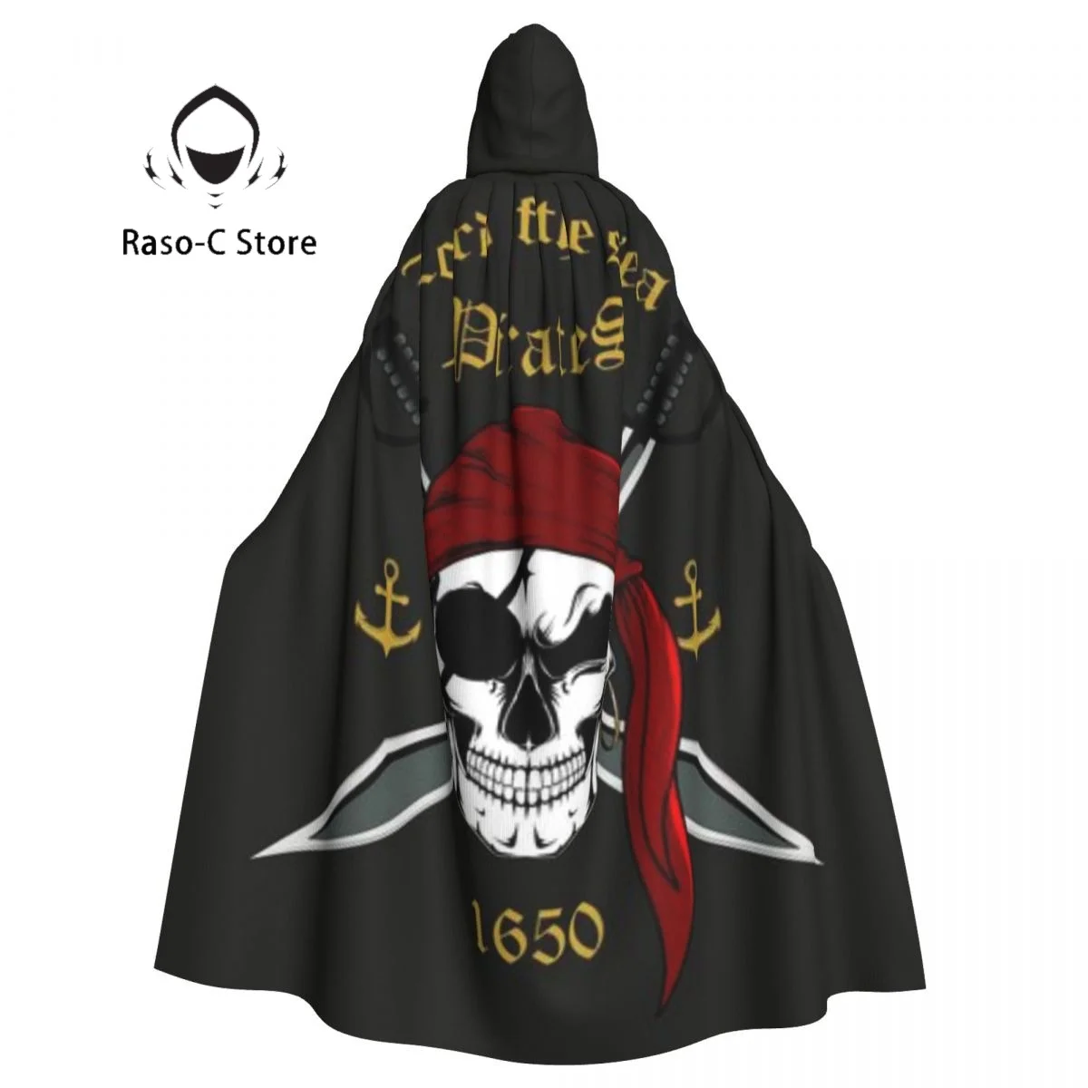 

Unisex Adult Pirate Skull Cloak with Hood Long Witch Costume Cosplay