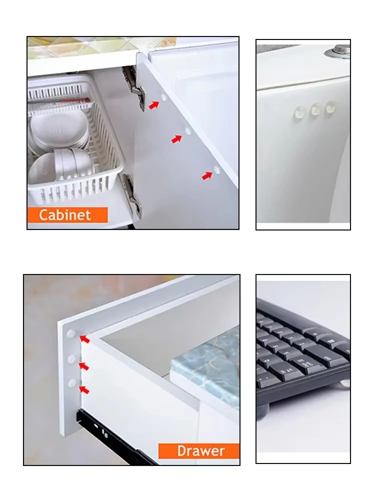 Description Picture 5 of item100pcs 8mmx2mm Transparent Silicone Granules Door Handle Sticker Transparent Anti Bump Silicone Cushioning Anti Slip Mat