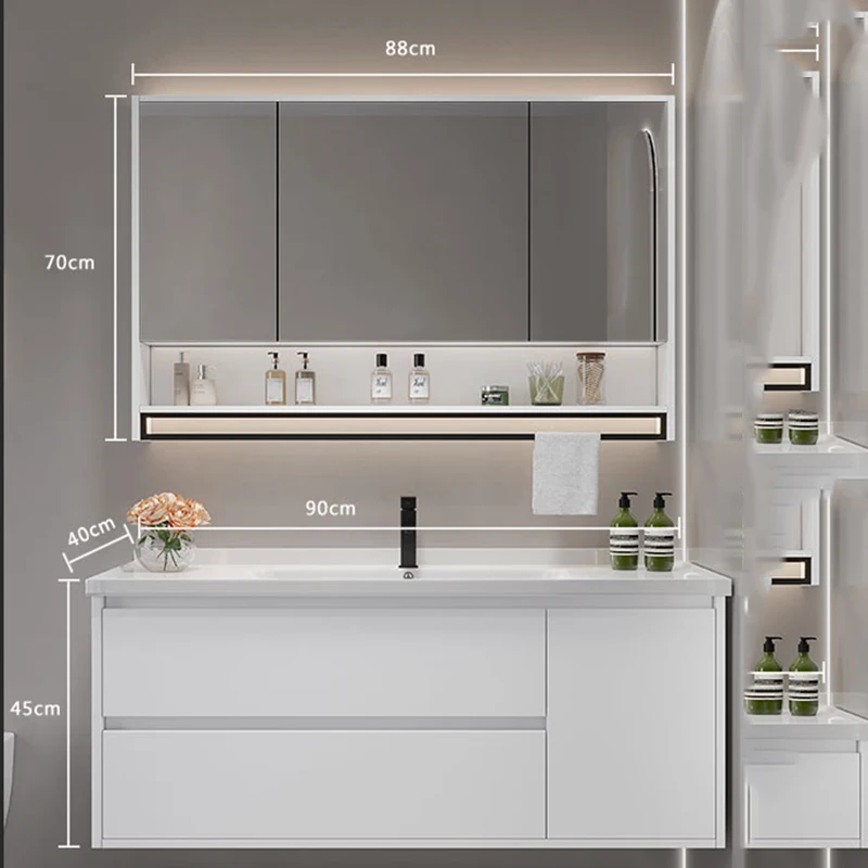 Vintage Partition Bathroom Vanities Toilet Vanity White Light Bathroom Vanities Mirrors Storage Mobiletto Bagno Home Furniture