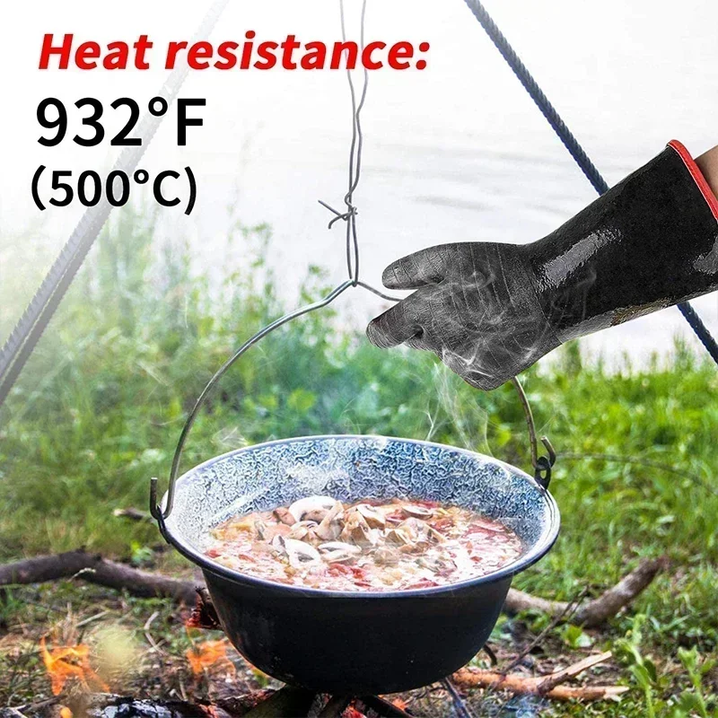 BBQ Gloves Heat Resistant Gloves Baking Sheet Firewood Grill Smoker Cooking Pit Barbecue Waterproof Oil Resistant