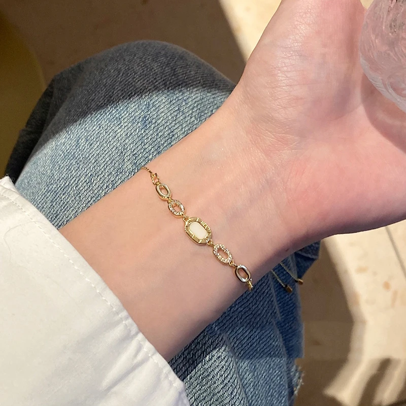 Zircon Bracelets for Women Square 18K Gold Plated Adjustable Party Jewelry Gifts Luxury Elegant Gold Color