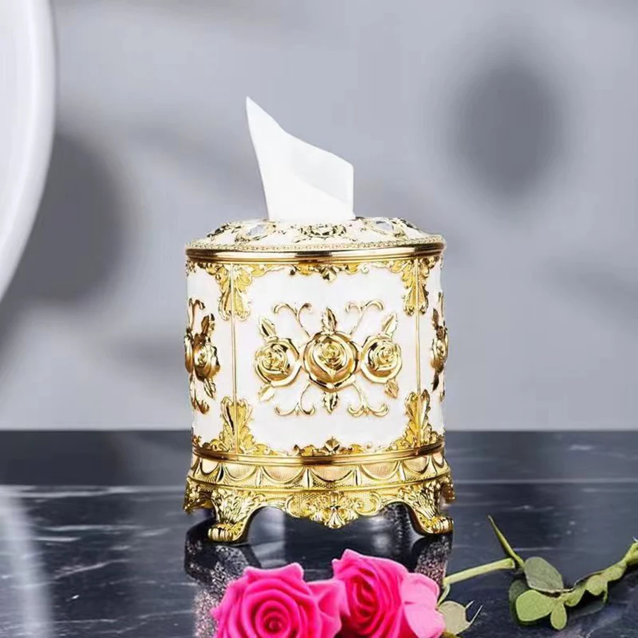 1PC cylindrical tissue box, European restaurant napkin set, household roll paper box 2