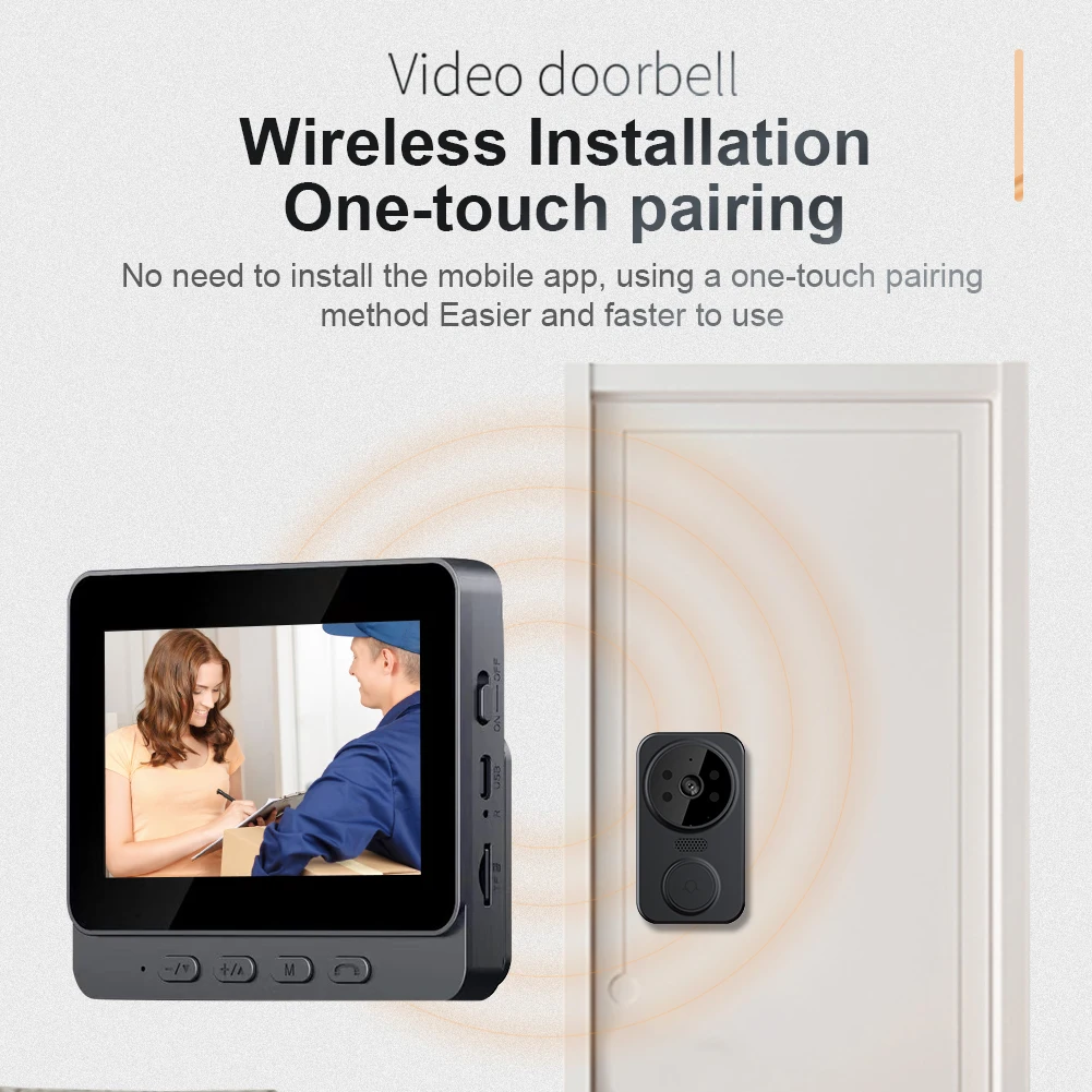 가정용 디지털 문짝 뷰어, IR 나이트 비전, 스마트 비디오 초인종 카메라, 4.3 인치 IPS 화면, 2.4G 와이파이, 800mAh 배터리