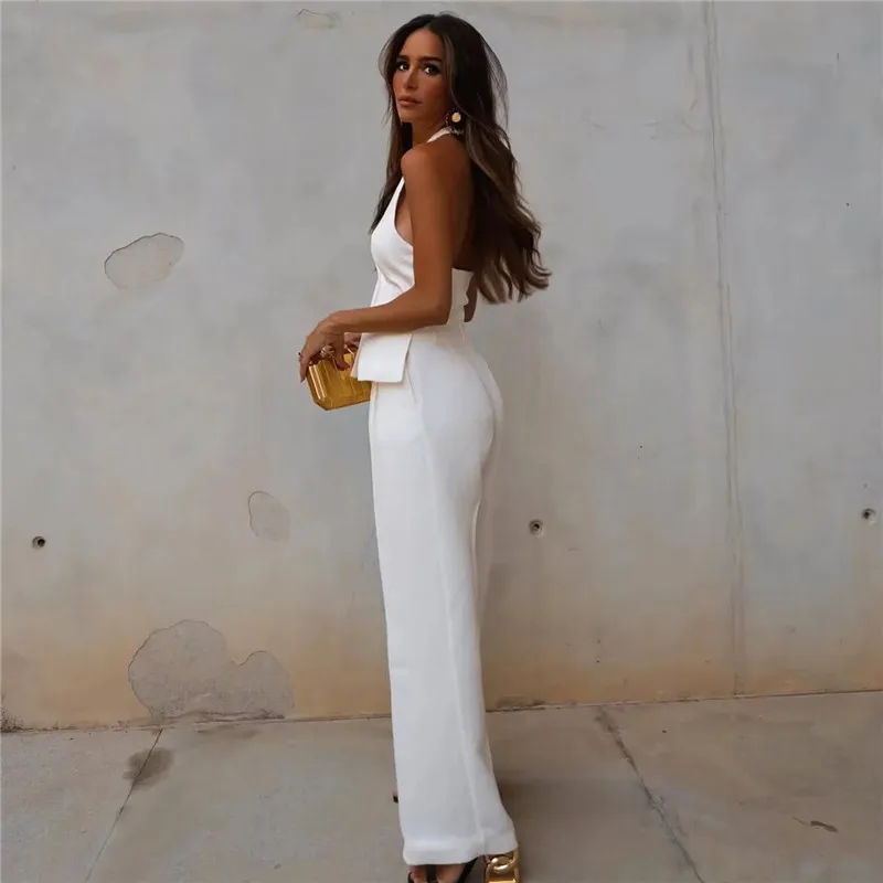 TRAF 2023 White Wide Leg Pants Women Office Wear Chic And Elegant Woman Pants High Waist Baggy Pants Woman Streetwear Trousers