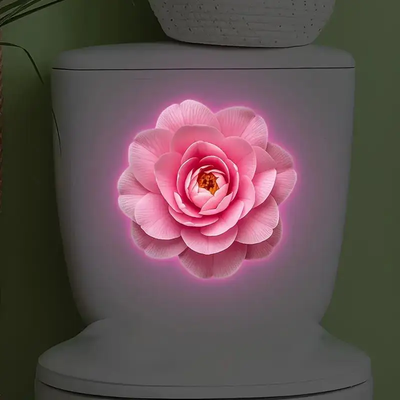 Badezimmer leuchtender Toilettenaufkleber Nachtlicht Lotus Wandtattoo Toilettensitzbezug Aufkleber selbstklebendes PVC wasserdicht Home Decor – Detail 5