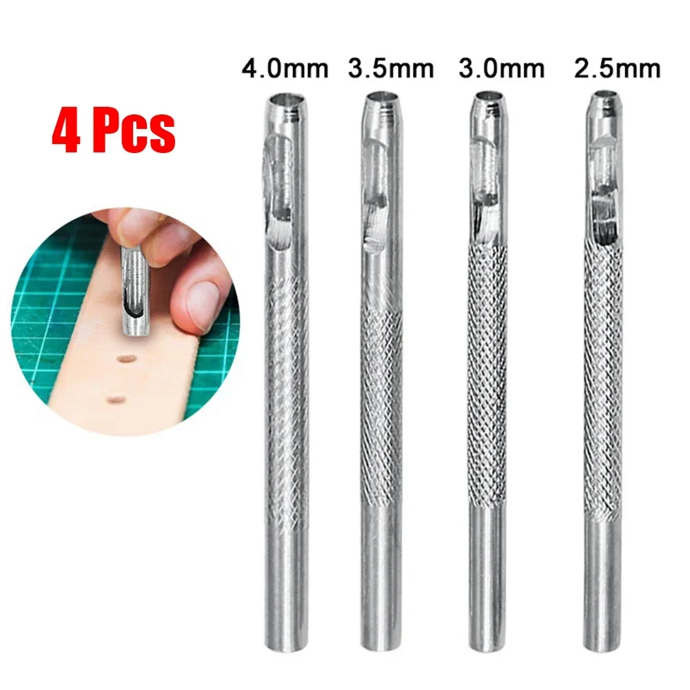 Leather Hole Puncher Belt Hole Punchers Leather Round Hole Punch Kit 4 Pcs 2.5mm-4mm