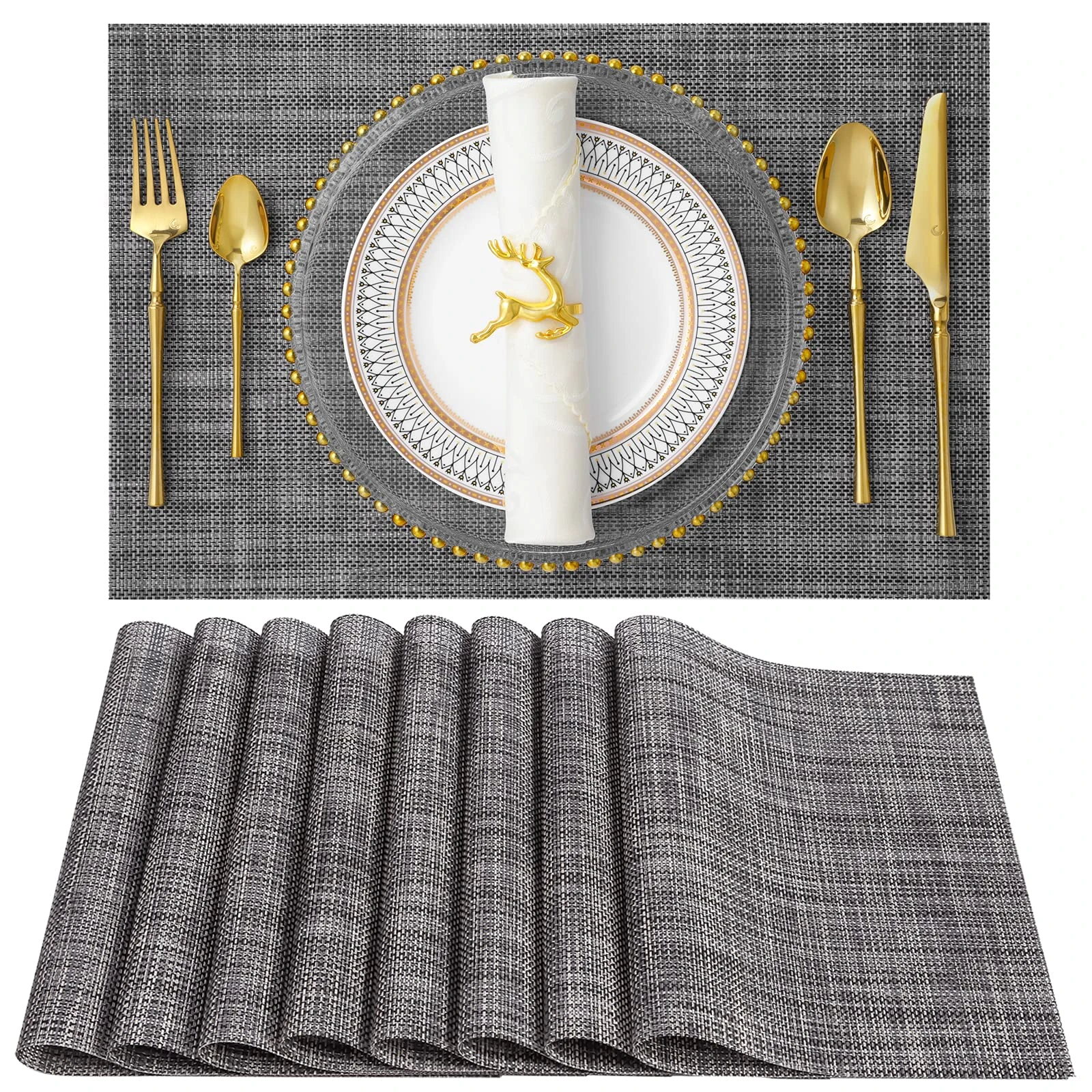 Heat Resistant Placemats Stain Resistant Anti Skid Placemats for Kitchen Table, Washable Durable