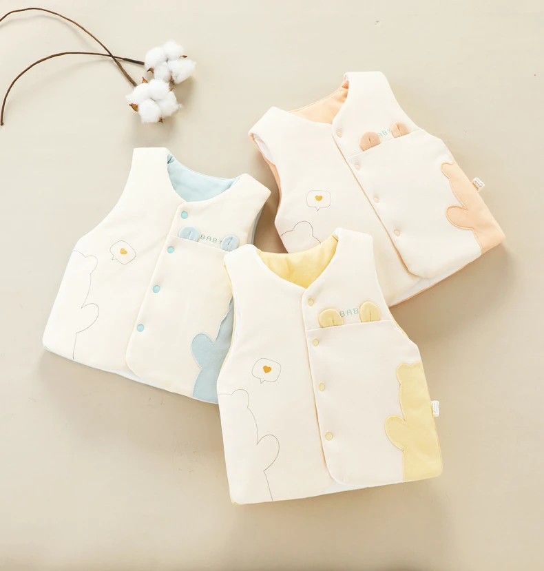 0-1Y Newborn Baby Vest Cotton Toddler Waistcoat Sleeveless Jacket for Girls Boys Vests Winter Children Clothes Cartoon