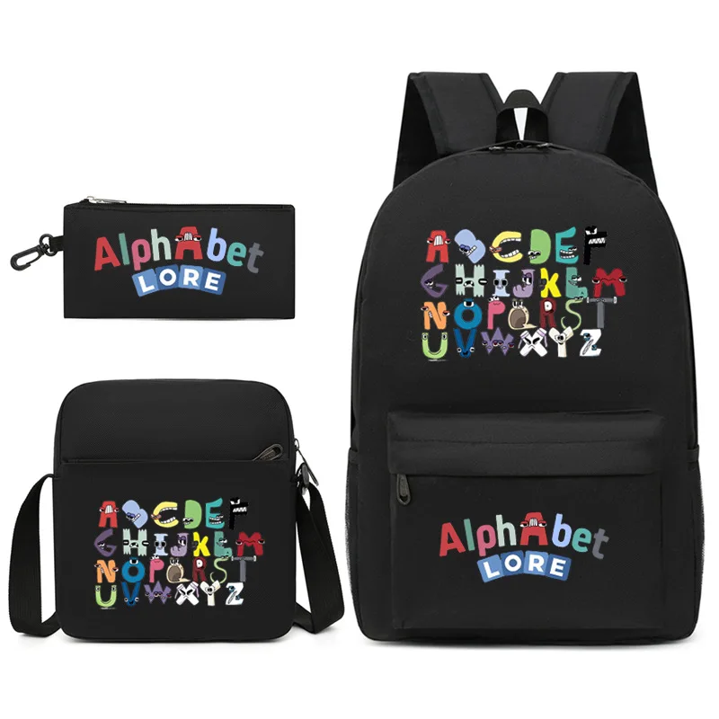 

Game Peripherals Alphabet Lore Letter Legend Three-piece School Bag Student Backpack Backpack Pen Bag Cartoon School Bag
