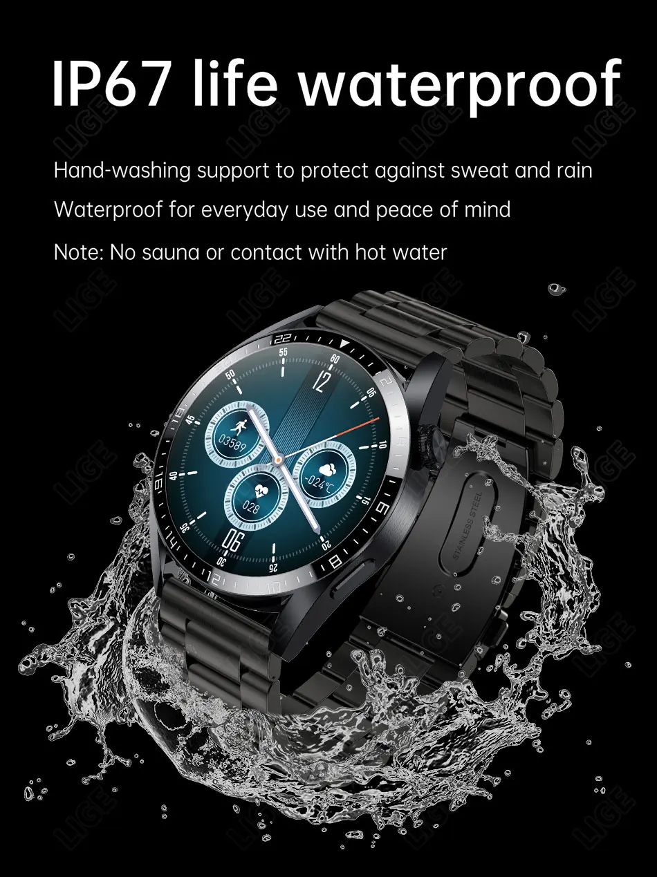 LIGE Bluetooth Calls Smart Watch Men Dialing Receive Phone Calls Sports Pedometer Calorie Consumption Smartwatch Man Bracelet