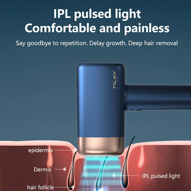 MLAY-T14 Depilação a laser, depiladora permanente do IPL malaio, Depilador indolor gelado, 500000 flashes, rosto e corpo