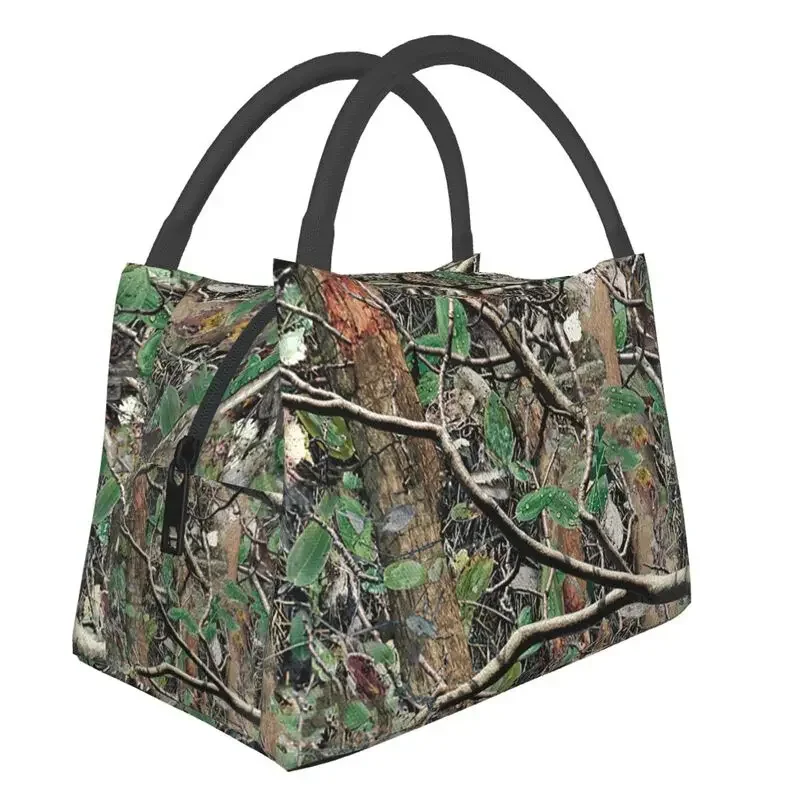 

Tree Camouflage Camo Pattern Insulated Lunch Bags for Women Portable Cooler Thermal Bento Box Work Travel