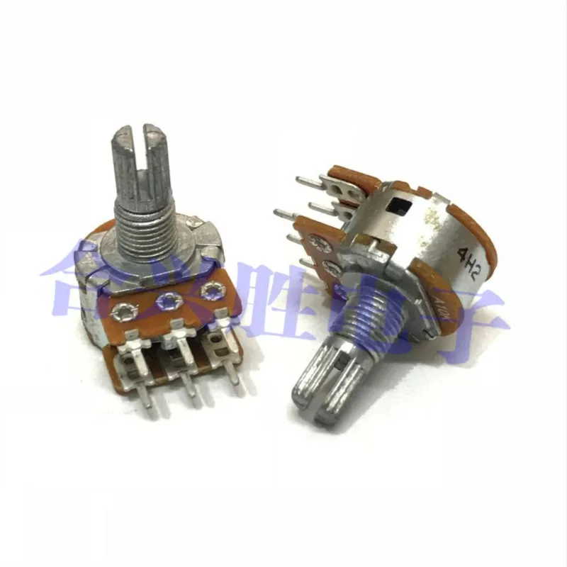 Speaker Audio Power Amplifier Volume Potentiometer 1PCS RV16 Type Double A10K R201T X400 Flower Shaft Length 15MM rotary potentiometer potentiometer kit adjustable resistor