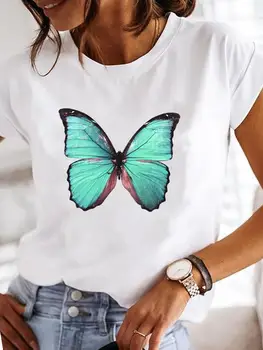 ⁦Short Sleeve Casual Ladies Fashion Female Graphic Tee Women Love Heart Watercolor Sweet Print Summer T Clothing T-shirts⁩ – תמונה ⁦5⁩