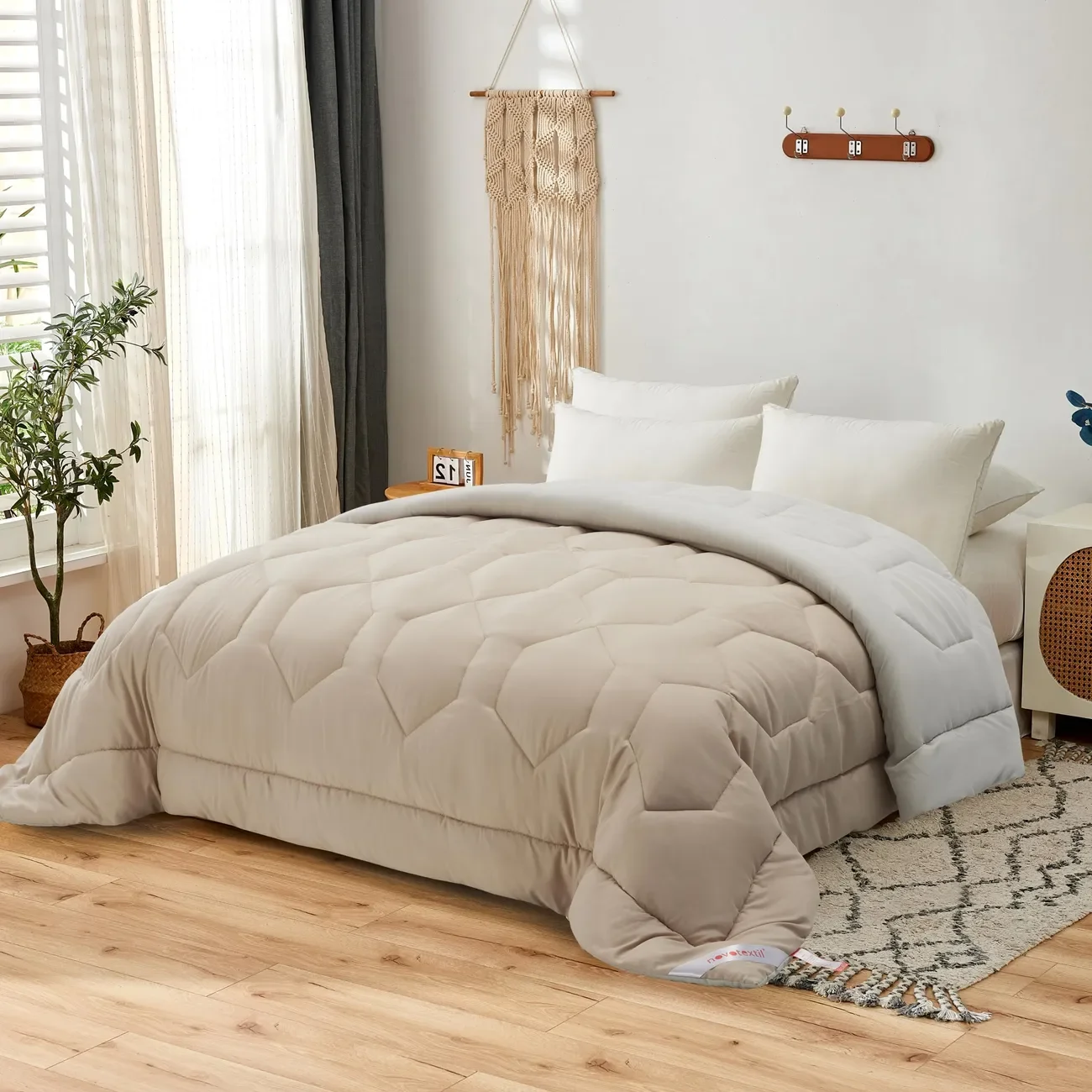 NOVOTEXTIL EDREDON NORDICO BICOLOR REVERSIBLE 4 ESTACIONES Colcha Suave y Ligera Relleno de Fibra Antialérgico Tamaños 150x220 180x220 220x220 240x220 CM Para Cama Individual Doble o King - Lavable Termorregulador Secado Rapido varios colores