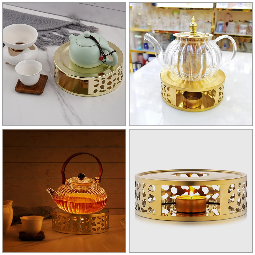 Stainless Steel Heating Base Heater Teapot Warmer Heater Warming with Tealight Holder Warmers Metal