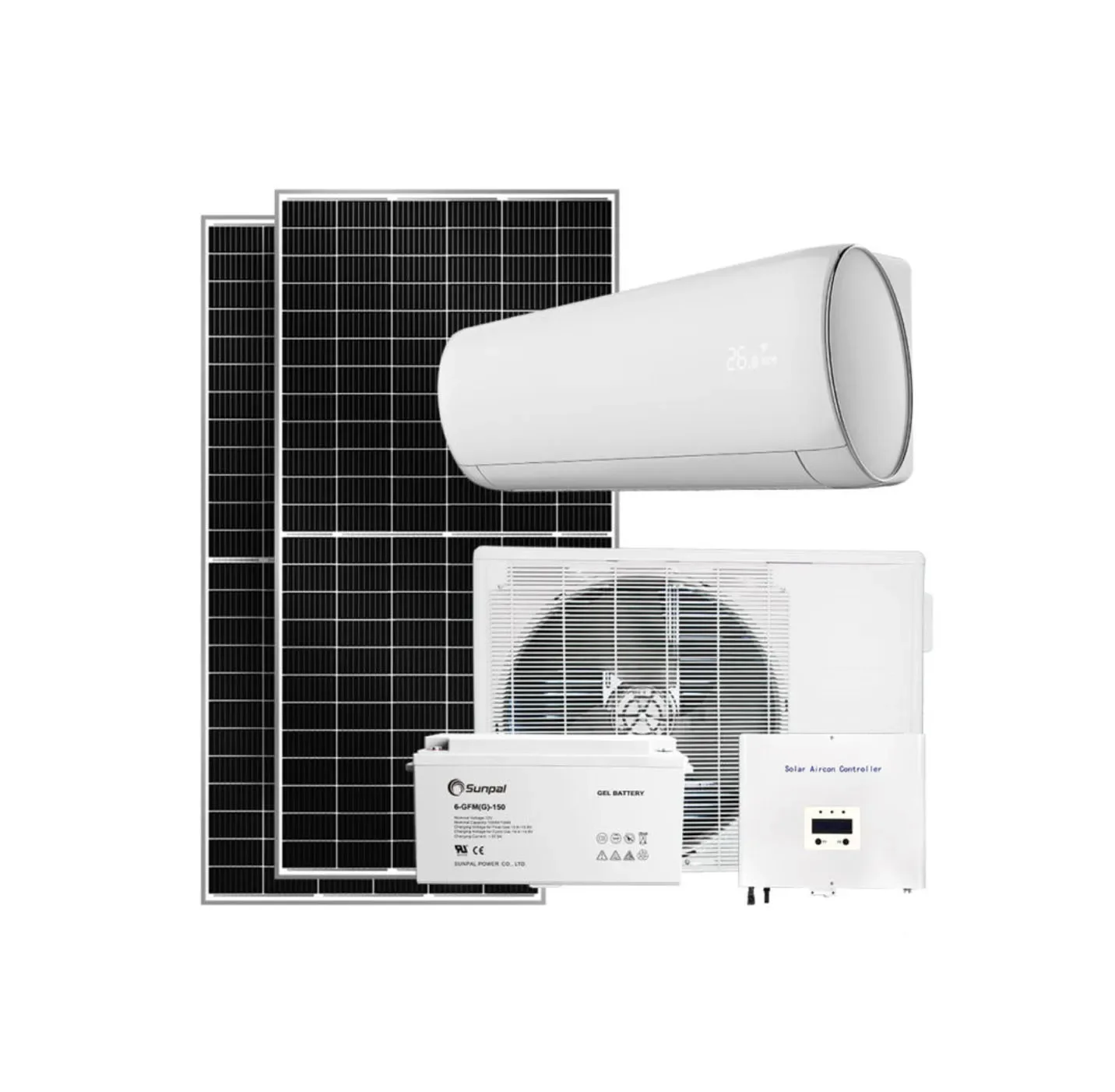 Low voltage aire acondicionado 24 volt dc motor air condition with solar powered energy system for home use 2