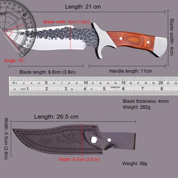 Japanese forged Full Tang hunting straight knife + leather sheath, outdoor camping, survival knife, jungle EDC knife 5