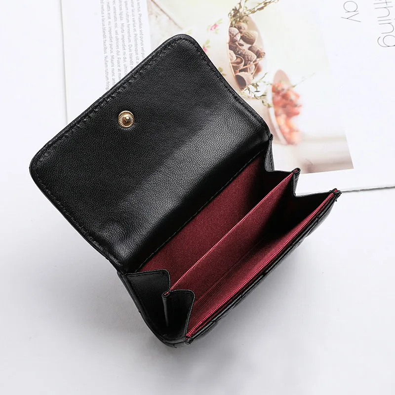 High-end new fashion soft lambskin ladies short wallet full grain exquisite  small wallet portable multi-card space mini wallet - AliExpress