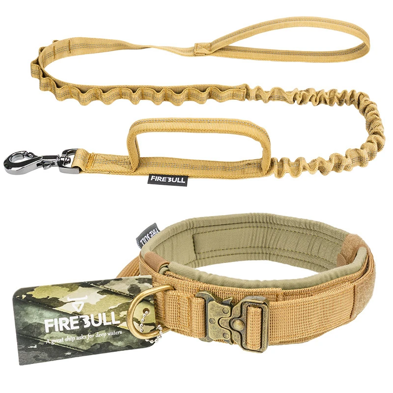 Tactical Dog Collar Leash Set Adjustable Durable Fashion Big Dog Collars Leash Hunting Training for Medium Large Dog Accessories 