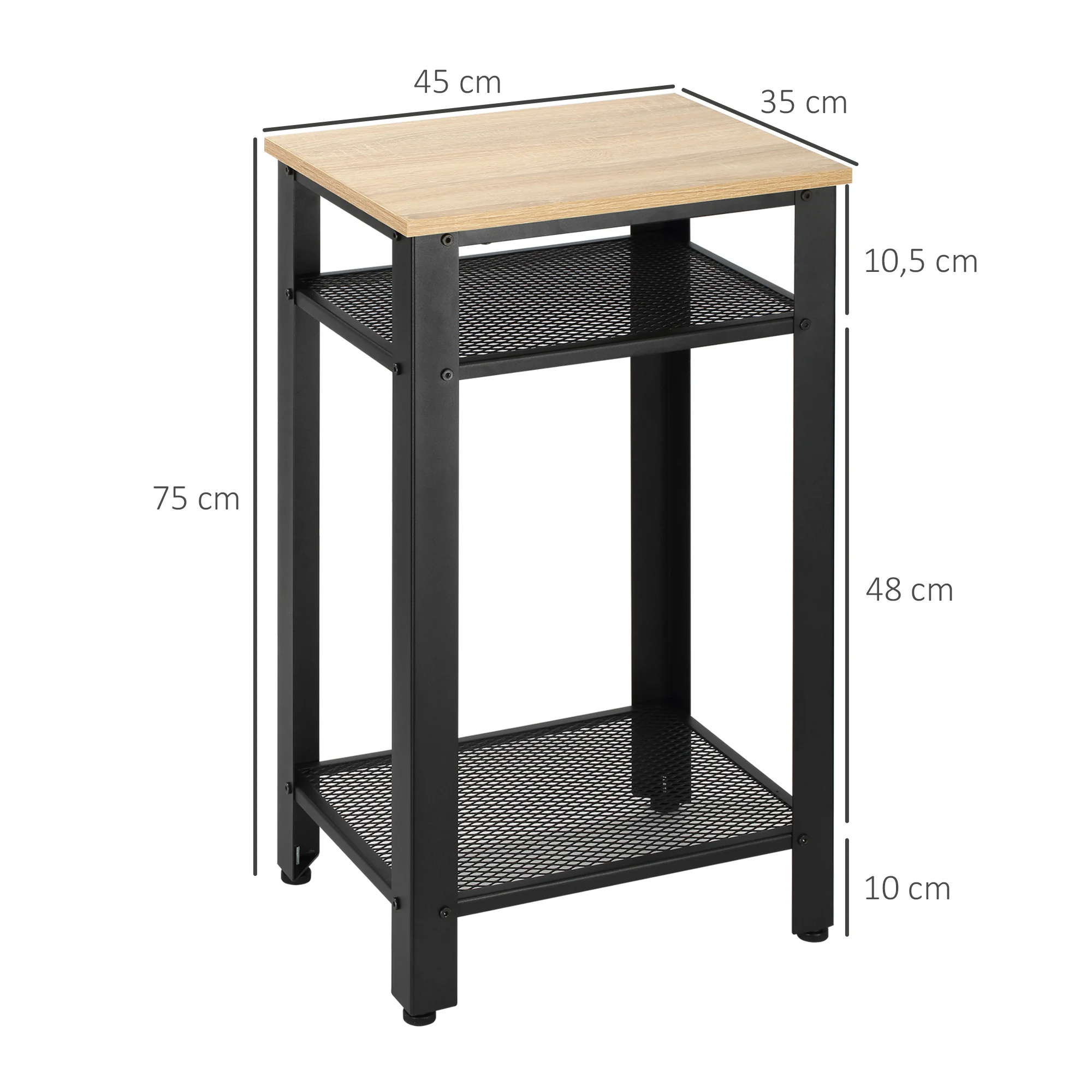 Comodino GIANTEX In Legno E Metallo – Con Cassetto E Ripiano Aperto – Stile Industriale – 42x30x60 Cm – Rustico Marrone/Nero