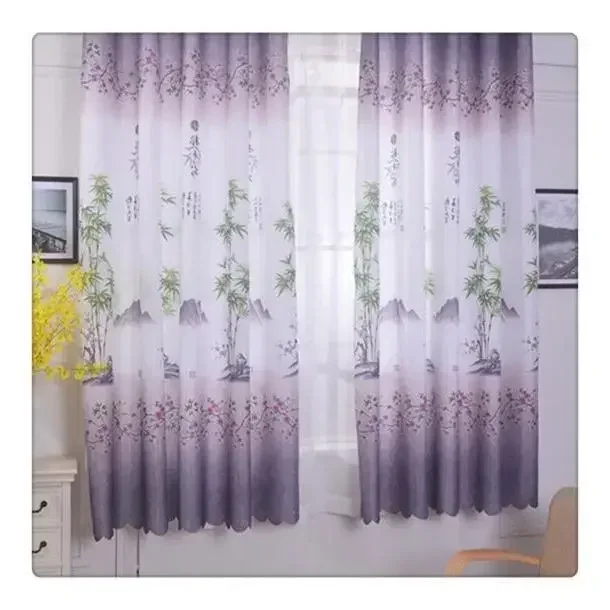 

20619-STB- Gradient Color Print Voile Nordic Grey Window Modern Living Room Curtains Tulle Sheer Fabrics Rideaux Cortinas