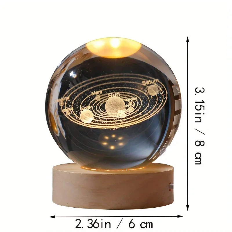 Luminous Milky Way Crystal Sphere with Wooden Base - Elegant Home Decor and Gift Idea