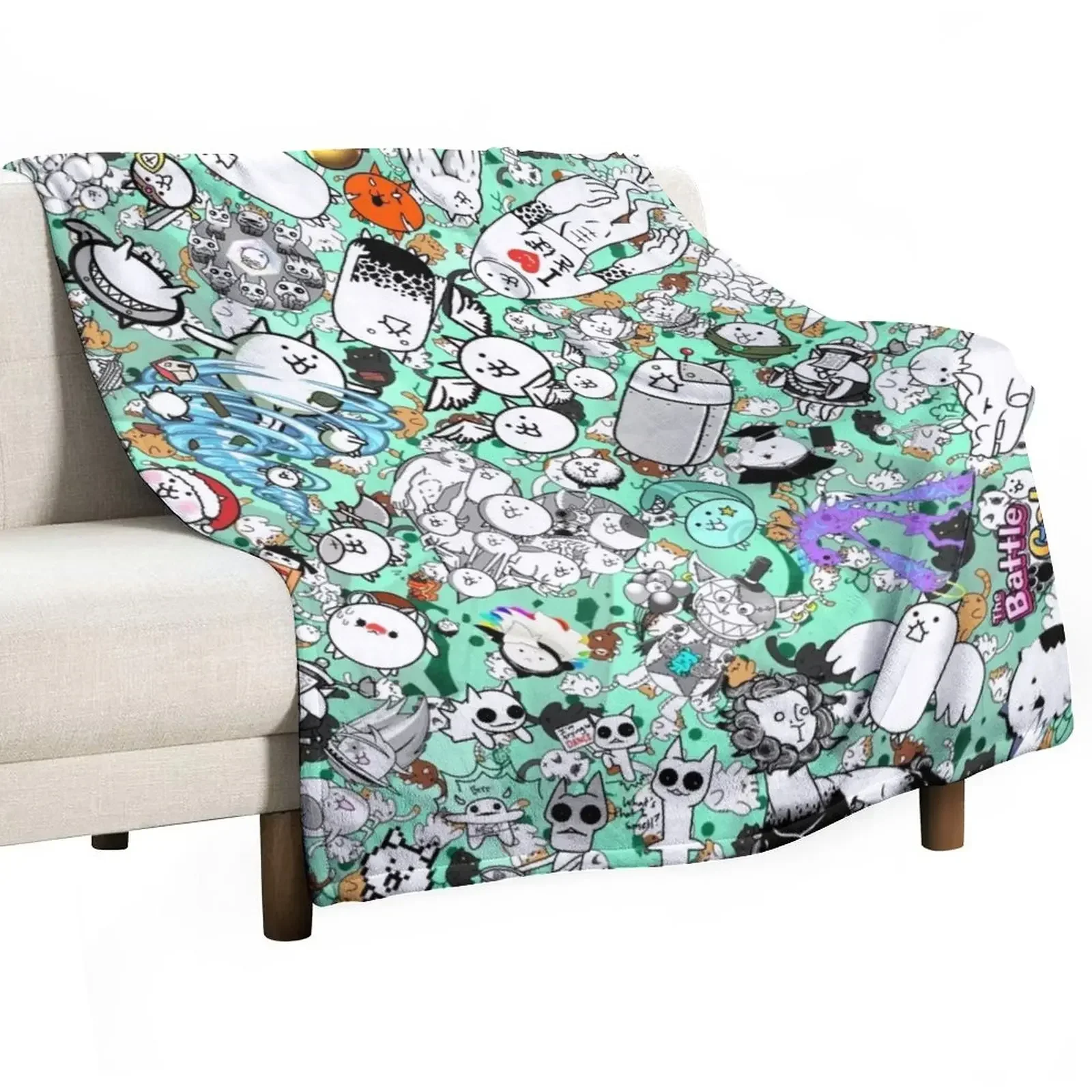 

Battle Cats Throw Blanket Large Hair manga halloween Blankets