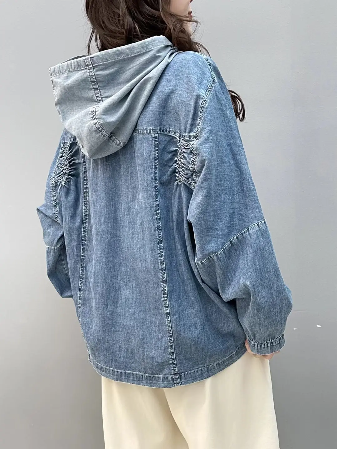 New Spring Oversized Fashion Denim Hoodies Womens Vintage Hooded Classic Loose Sweatshirts Ladies Harajuku Casual Korean Clothes