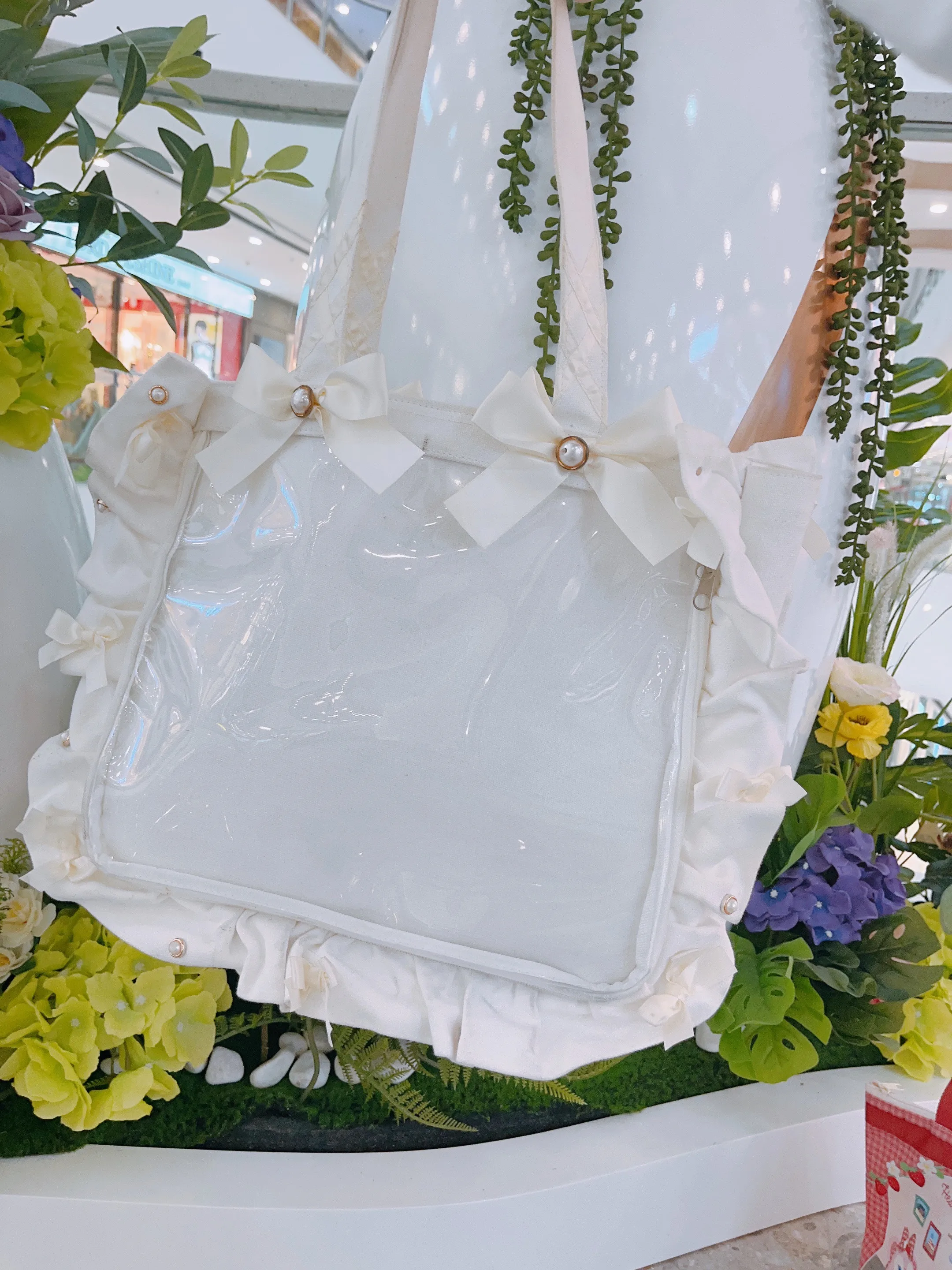 Japanese Style Ruffled Ribbon Bowknot Portable Shoulder Bag Female Shopping Storage Large Capacity Totes Badge Shoulder Bag Girl 2