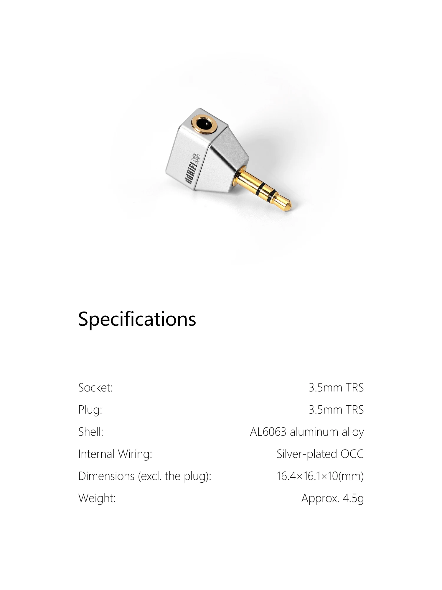 DDHIFI DJ35L Kompakter 3,5-mm-L-förmiger Adapter mit versilberter OCC-Verkabelung und optimiertem kompaktem Design – Detail 5