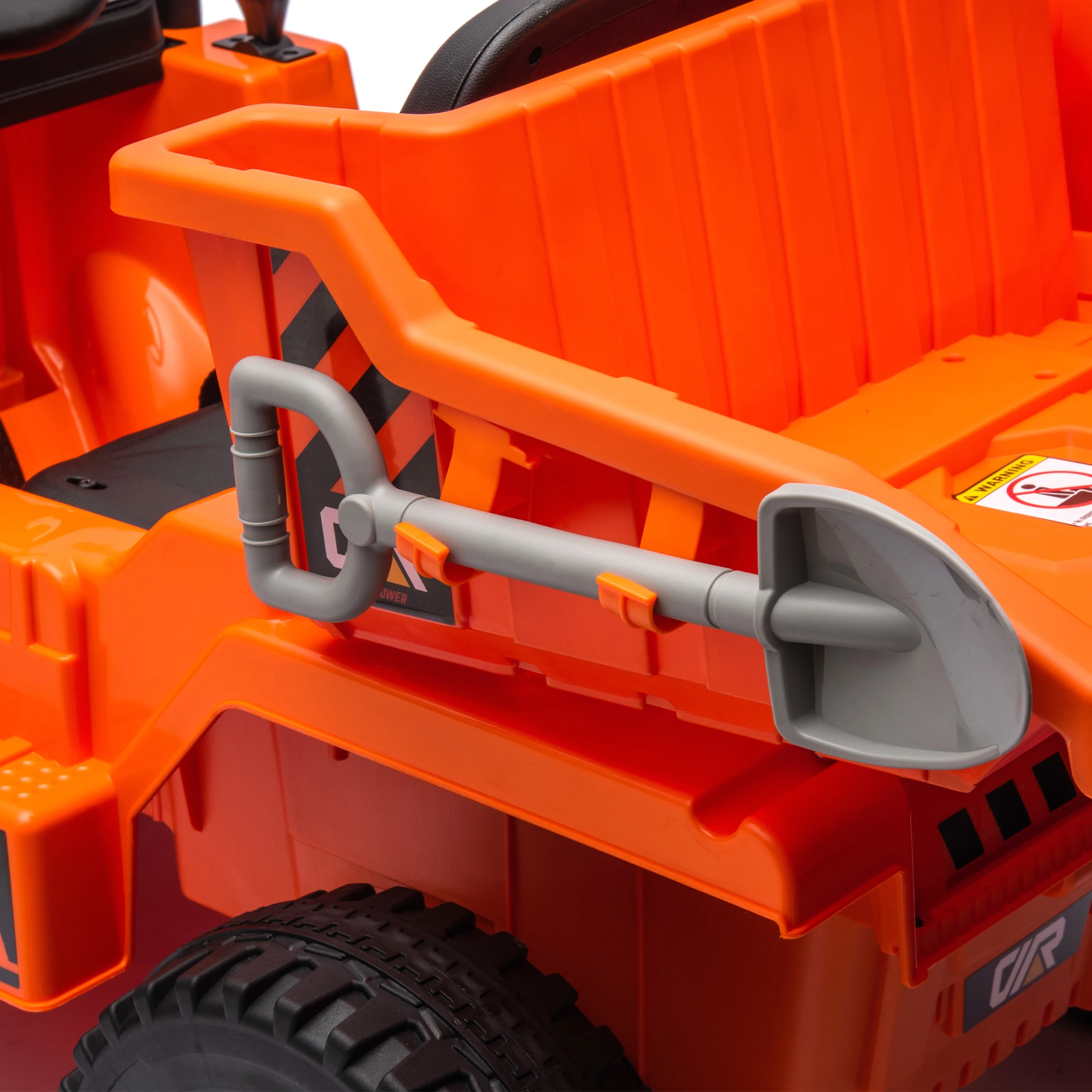 12v Ride On Dump Truck Parents Control Electric Dump Bed Extra Shovel Phone Stand Three-Point Seat Belt