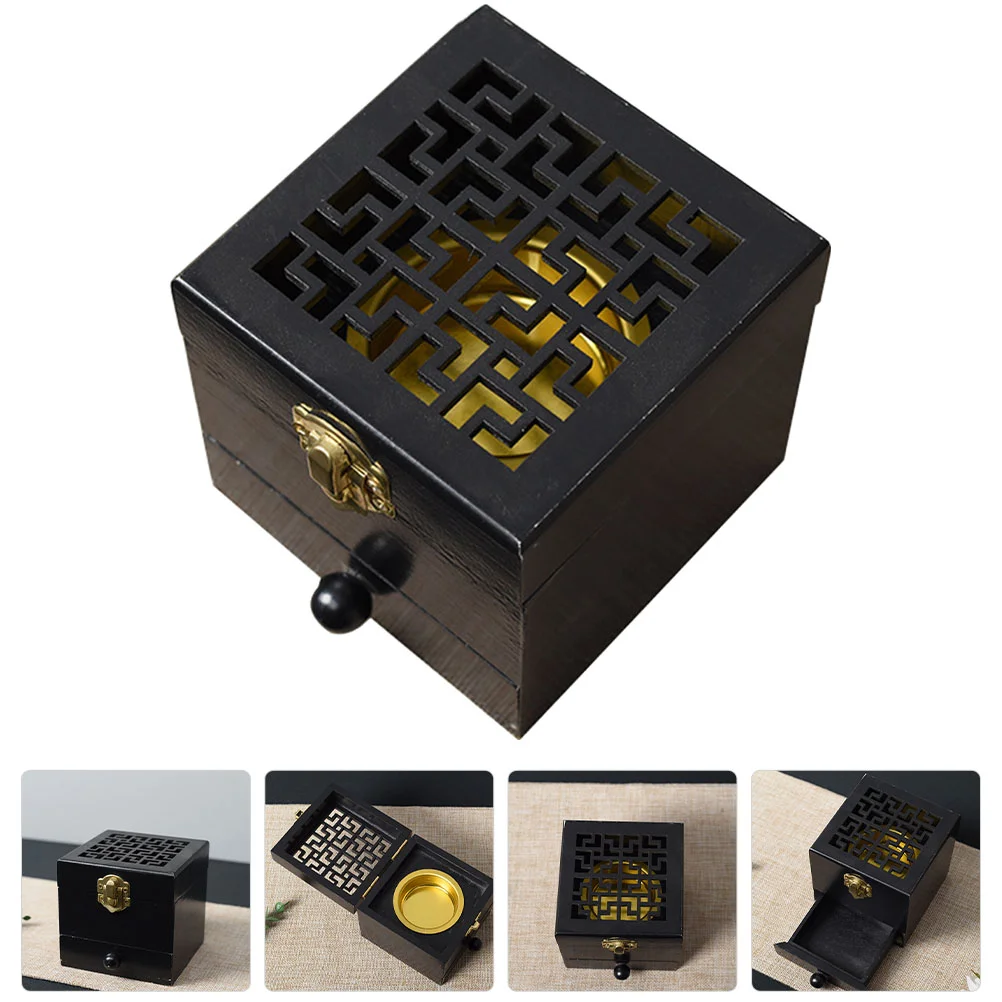 

Wooden Box Square Wooden Practical Cones Censer Burner Holder Cones Burner Decor Box