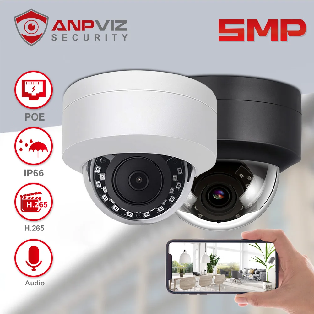 Anpviz 5MP IP Video Camera Outdoor POE Dome Hikvision Compatible