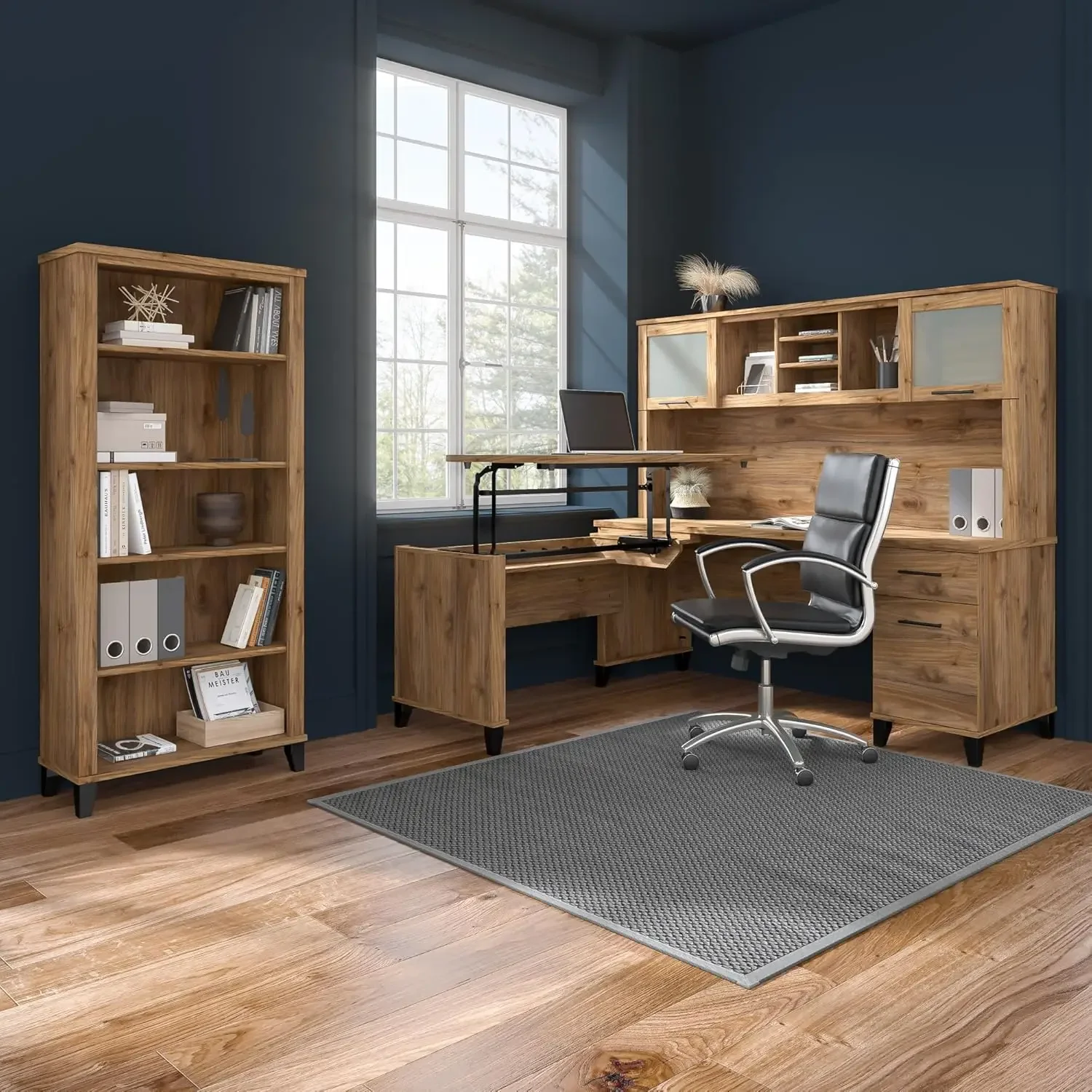 Bush Furniture Somerset 72W Office Desk with Drawers and Storage in Fresh Walnut | Large Wooden Computer Table for Home Office W 5