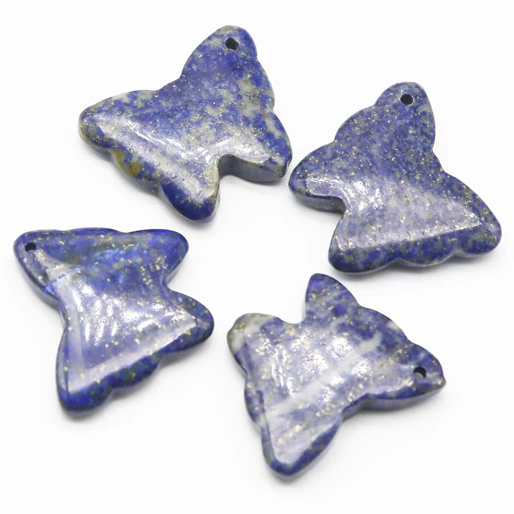 BestSeller Natural Lapis Lazuli Amethyst Multicolor Butterfly Necklace Pendant Quality Charms DIY Jewelry Aaccessories Gift 6Pcs