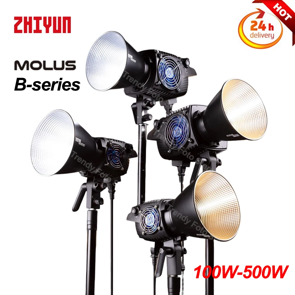 ZHIYUN MOLUS B 시리즈 COB LED 조명, 사진 스튜디오 비디오 야외 촬영, 500W, 300W, 200W, 2700K-6500K