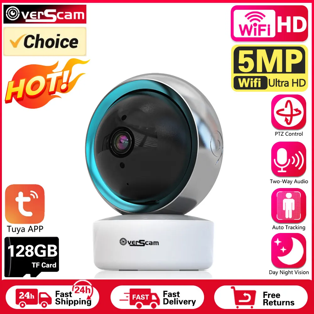 WiFi PTZ Video Surveillance Camera 5MP Definition Night Vision Bidirectional Audio Automatic Tracking Cloud Home Security Camera