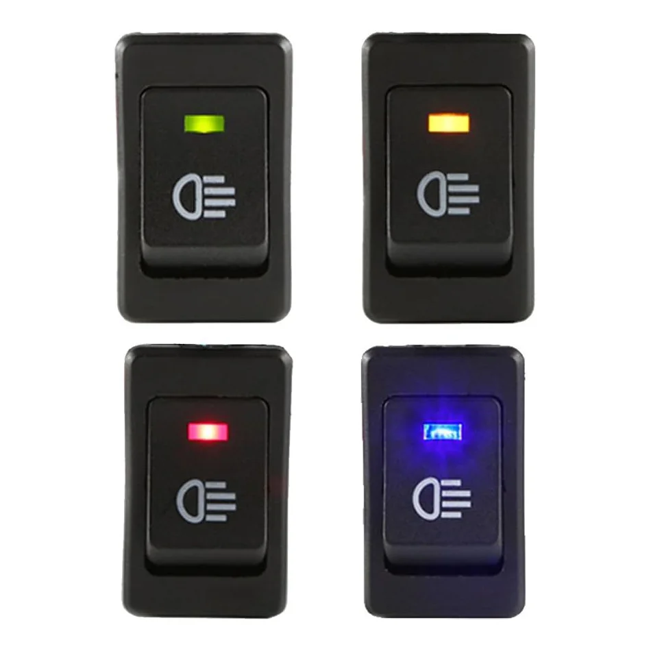 8pcs-Blue-Red-Green-Yellow-LED-Fog-Light-Toggle-Rocker-Switch-4Pin-12V ...