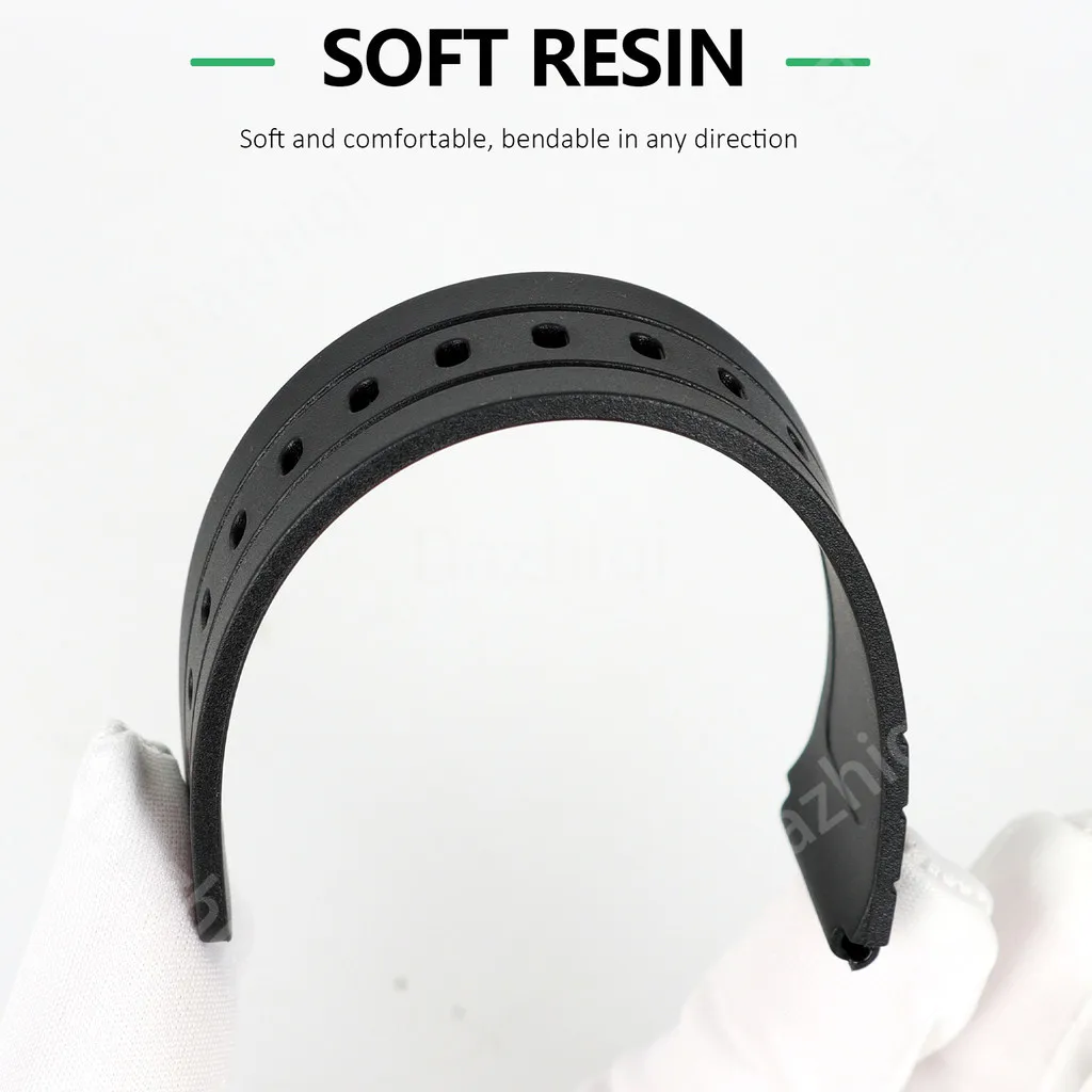 Black Resin Watch Bracelet Strap, Multi-Size Adjustable Watchband
