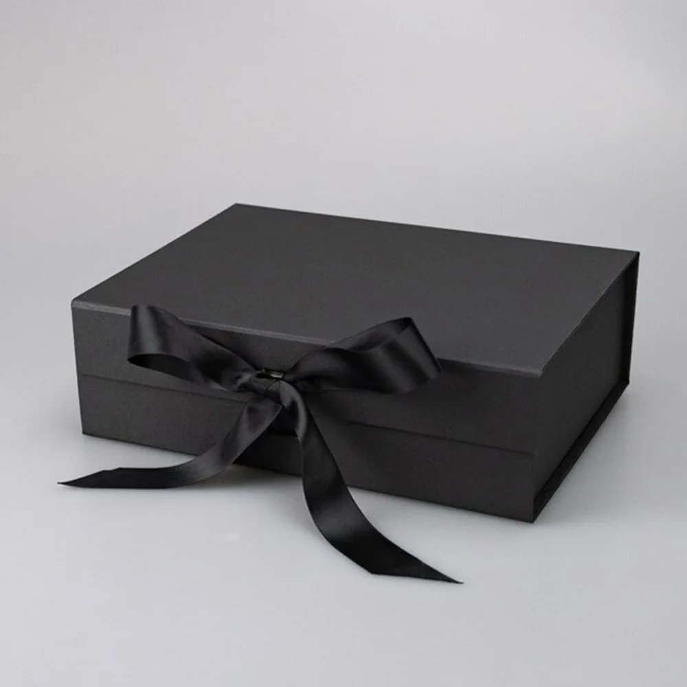 Personalised Silver Gift Box With Black Ribbon Bow 