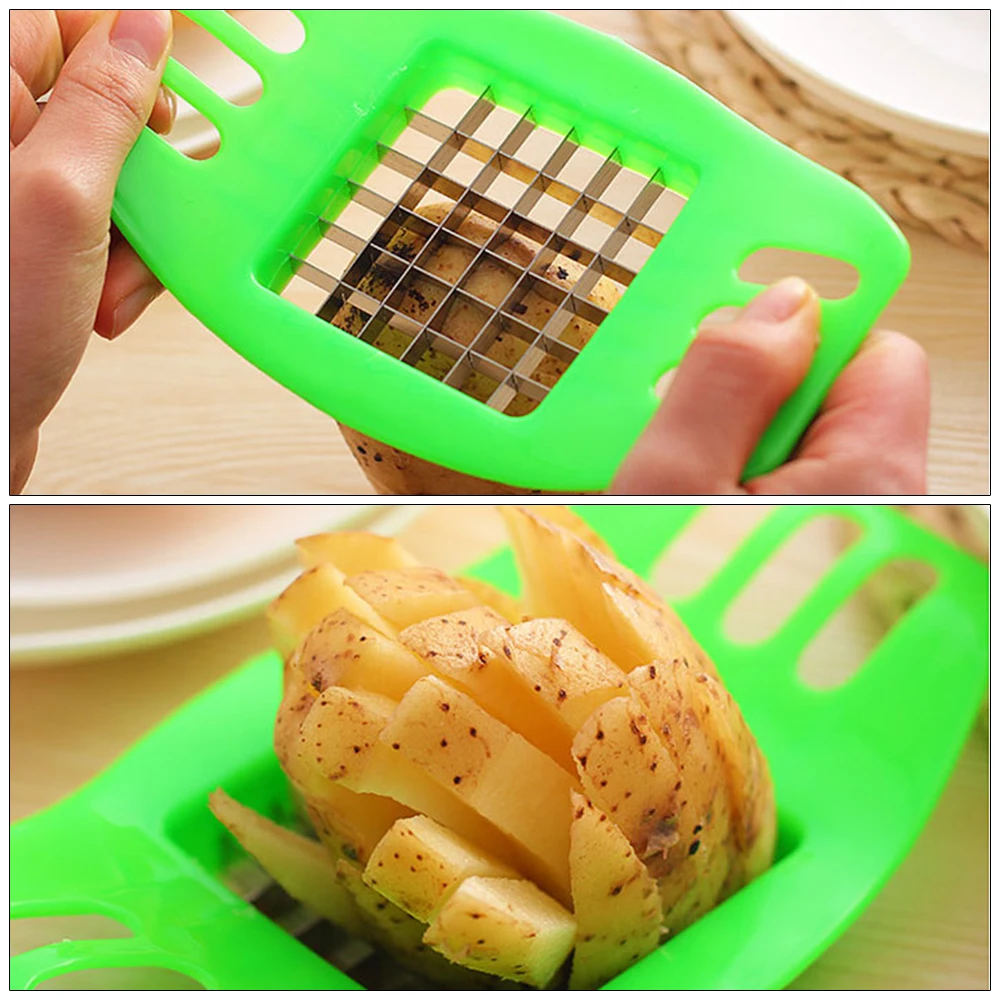 Vegetable Cutter Stainless Steel Potato Chip Slicer Dough Vegetable Fruit Crinkle Slicer Knife Potato Cutter Chopper French Fry Maker Gadgets