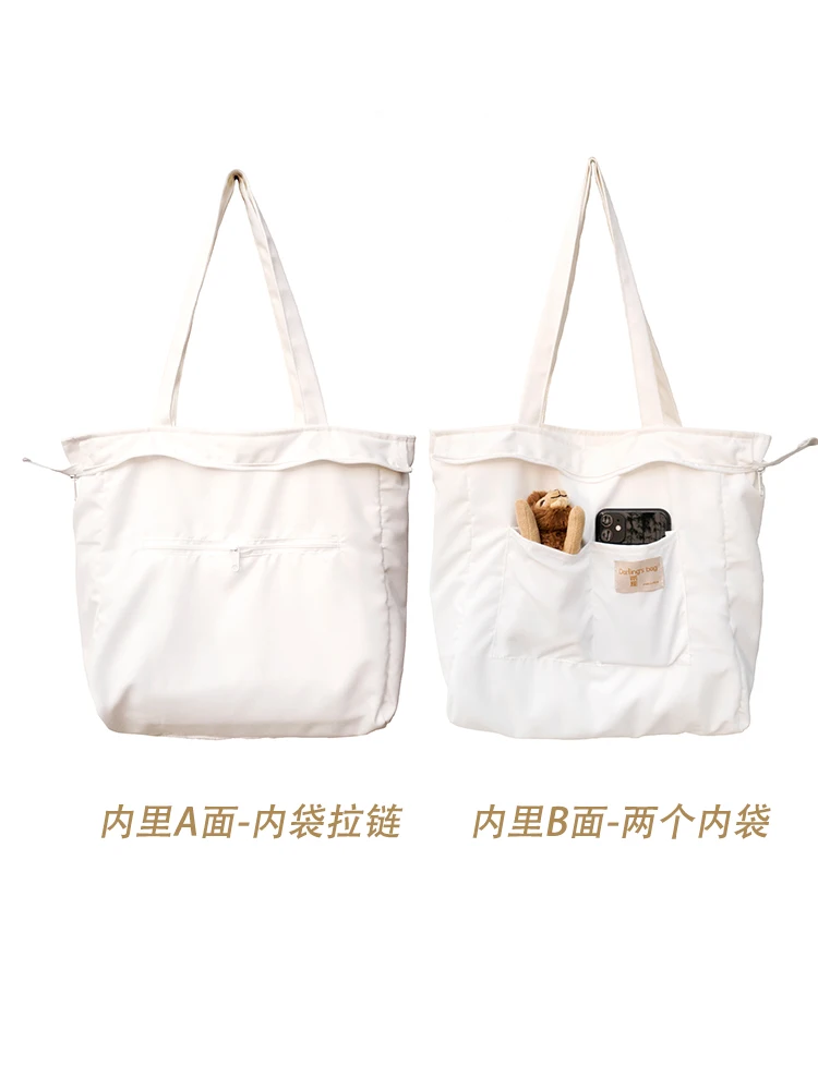 New Original Design Sweet Tote Bag Bow Lace Fold Large Capacity Shopping Bag Casual Fashion Simple Canvas Shoulder Bag For Women